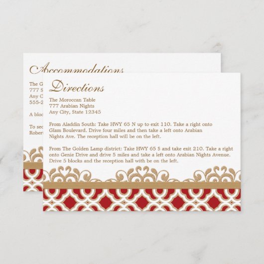 レッド金ゴールドモロッコディレクション宿泊カード エンクロージャーカード (正面/裏面)