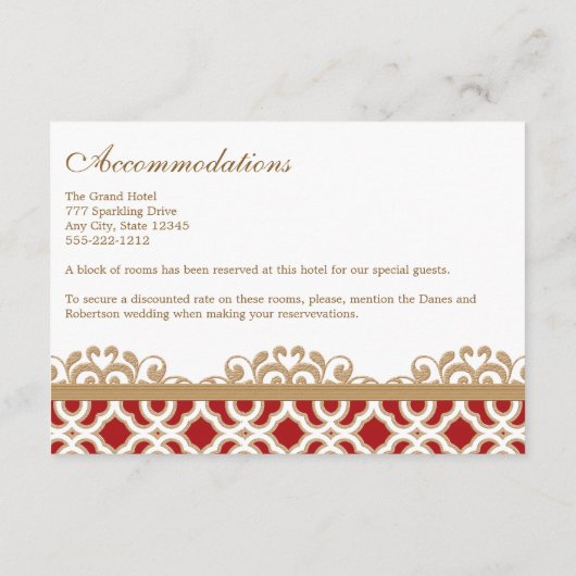 レッド金ゴールドモロッコディレクション宿泊カード エンクロージャーカード (裏面)