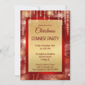 レッド金ゴールドラきらめくイツクリスマスディナーパーティー 招待状 (正面)