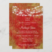 レッド金ゴールドライトズ卒業パーティー招待状 招待状 (正面/裏面)