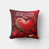 レッド金ゴールドラブハートバレンタイン クッション (正面)