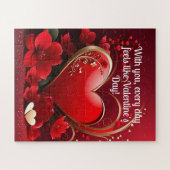 レッド金ゴールドラブハートバレンタイン ジグソーパズル (横)