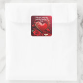 レッド金ゴールドラブハートバレンタイン スクエアシール (バッグ)