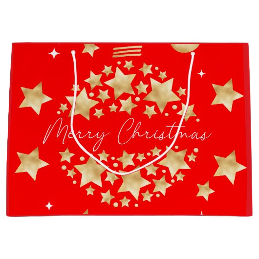 レッド金ゴールドラージクリスマス抱き枕 ラージペーパーバッグ (正面)