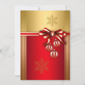 レッド金ゴールドリボンボーブルクリスマスホリデー招待状 招待状 (裏面)