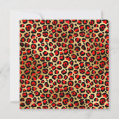 レッド金ゴールドレオパード箔ジェムリボン40th誕生日 招待状 (裏面)