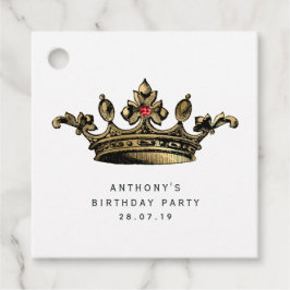 レッド金ゴールドヴィンテージクラウンとルビージェムストーン フェイバータグ