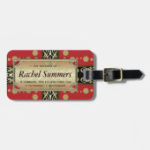 レッド金ゴールド中世イースタンパーソナライズされたフュージョン ラゲッジタグ (正面横)