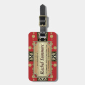 レッド金ゴールド中世イースタンパーソナライズされたフュージョン ラゲッジタグ (正面縦)
