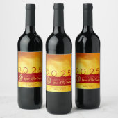 レッド金ゴールド中国のスネーク紙カット2025 パーソナライズされた ワインラベル (ボトル)