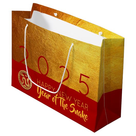レッド金ゴールド中国のスネーク紙カット2025 LGB ラージペーパーバッグ