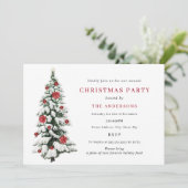 レッド金ゴールド伝統的ツリークリスマスパーティーインビタ 招待状 (スタンド正面)