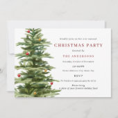 レッド金ゴールド伝統的バウブルツリークリスマスパーティー 招待状 (正面)