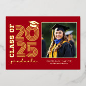 レッド金ゴールド大学の卒業写真の発表 箔招待状 (正面)