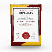 レッド金ゴールド学校大学卒業証書 フォトブロック (正面)