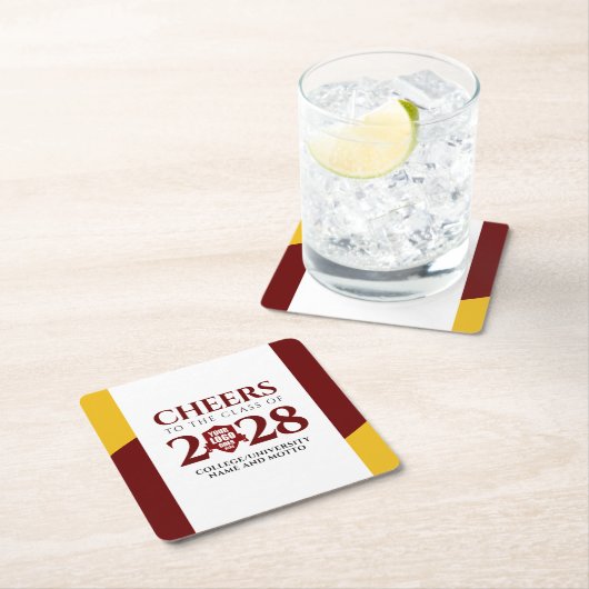 レッド金ゴールド学校大学卒業 スクエアペーパーコースター (インサイチュ)