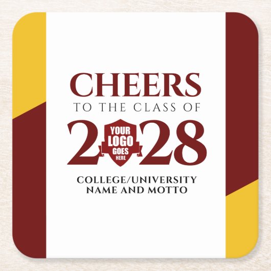 レッド金ゴールド学校大学卒業 スクエアペーパーコースター (正面)
