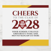 レッド金ゴールド学校大学卒業 スパークリングワインラベル (シングルラベル)