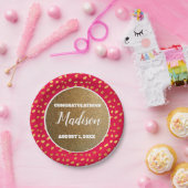 レッド金ゴールド紙吹雪卒業大学トランクパーティー ペーパープレート (パーティー)