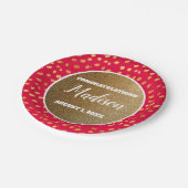 レッド金ゴールド紙吹雪卒業大学トランクパーティー ペーパープレート (アングル)