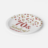 レッド金ゴールド紙吹雪70と素晴らしい誕生日 ペーパープレート (アングル)