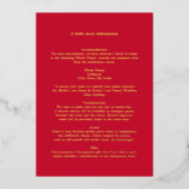 レッド金ゴールド結婚詳細カード 箔招待状 (正面)