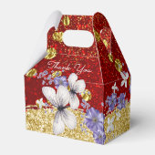 レッド金ゴールド蝶結婚式の引き出物ボックス フェイバーボックス (裏面サイド)