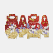 レッド金ゴールド蝶結婚式の引き出物ボックス フェイバーボックス (折り畳みなし)