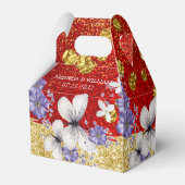 レッド金ゴールド蝶結婚式の引き出物ボックス フェイバーボックス (正面サイド)