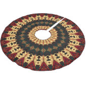 レッド金ゴールド装飾ホリデーツリースカート ブラッシュドポリエステルツリースカート (アングル)