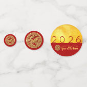 レッド金ゴールド馬文房切紙2026ゴールデンパーティー紙吹雪 コンフェッティ (正面)