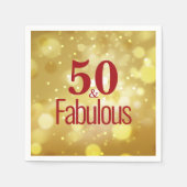 レッド金ゴールド50と素晴らしい誕生日パーティーペーパーナプキン スタンダードカクテルナプキン (正面)