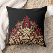 レッド金ゴールド&ブラックダマスク装飾用クッション クッション (ブランケット)