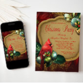 レッド金ゴールド(鳥)ショウジョウコウカンチョウ企業のクリスマスパーティー 招待状