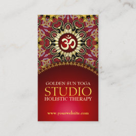 レッド金ゴールドOMハートヨガラブビジネスカード 名刺