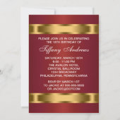 レッド金ゴールドSweet sixteen誕生日パーティー 招待状 (裏面)