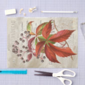 レッド離れ秋の葉のデコペフランスのージ 薄葉紙 (クラフト)