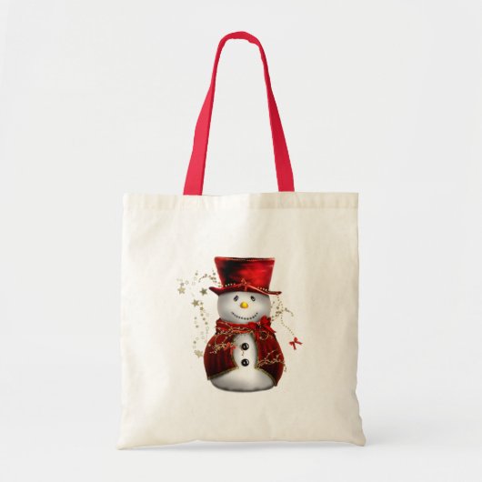 レッド雪だるまクリスマス トートバッグ (正面)