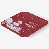 レッド雪だるまスノーウィークリスマスホリデー ペーパープレート (傾斜あり)