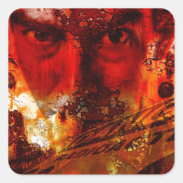 レッド顔グラフィティ スクエアシール