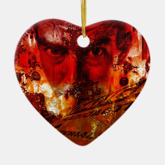 レッド顔グラフィティ セラミックオーナメント (正面)