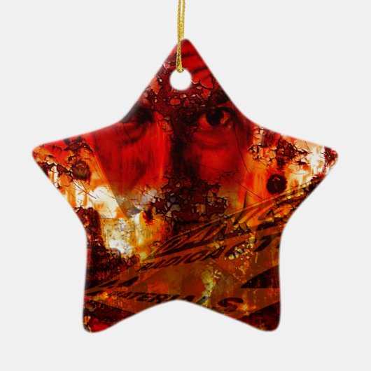 レッド顔グラフィティ セラミックオーナメント (正面)