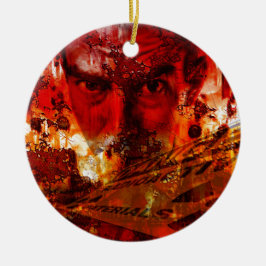 レッド顔グラフィティ セラミックオーナメント