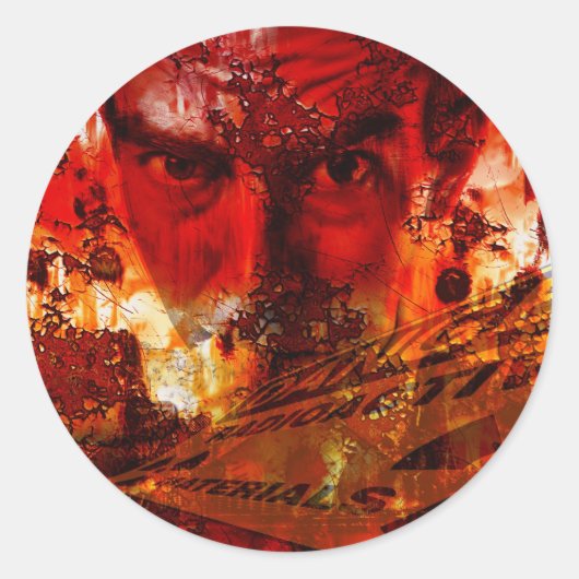 レッド顔グラフィティ ラウンドシール (正面)