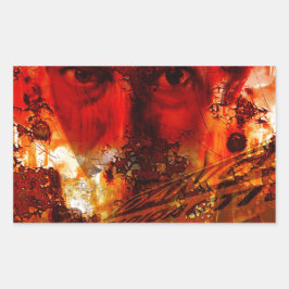 レッド顔グラフィティ 長方形シール