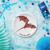 レッド飛んでいるドラゴンカスタム紙プレート7" ペーパープレート (パーティー)