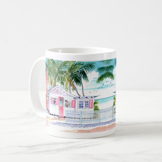 レッド魅力的コテージオンフォートマイヤーズビーチマグ コーヒーマグカップ (正面左)