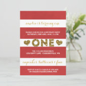 レッド鮮やかストライプバースデーパーティー 招待状 (スタンド正面)