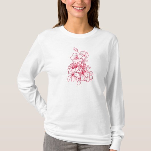レッド鮮やかフローラエレガンス Tシャツ (正面)