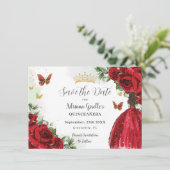 レッド鮮やかフローラプリンセスドレス金ゴールドキンセアニラ セーブザデート (スタンド正面)